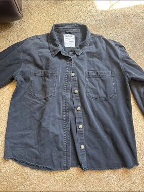 Garage Men's Black Casual Button-Down Shirt Jacket